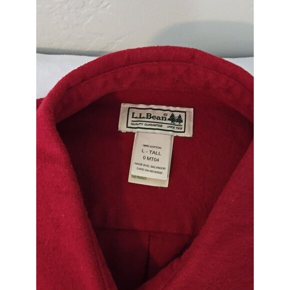 VTG LL Bean Men's Large (Tall) Shirt Jacket Heavy Duty Button Down Pocket RED - Picture 2 of 16